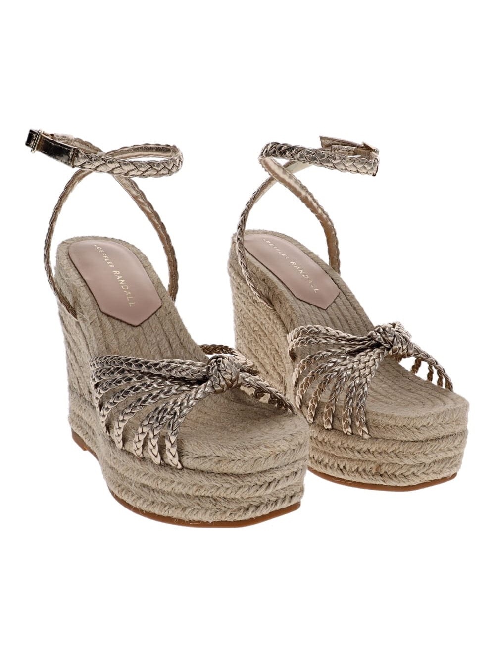Loeffler Randall Pamela Mignon Knotted Metallic Leather Wedge Sandals 9.5 NIB - Picture 4 of 16